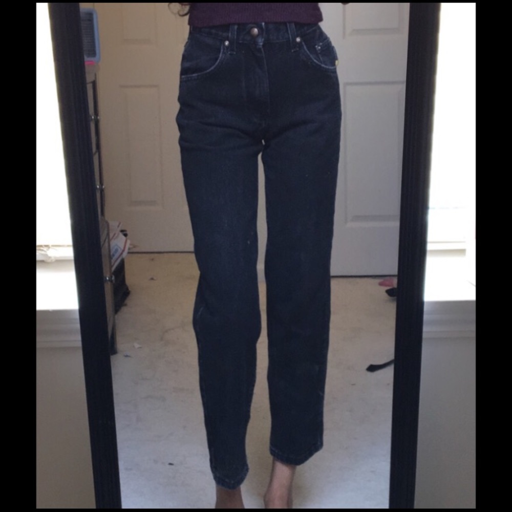 Black Lee Vintage Mom Jeans High Waisted EUC